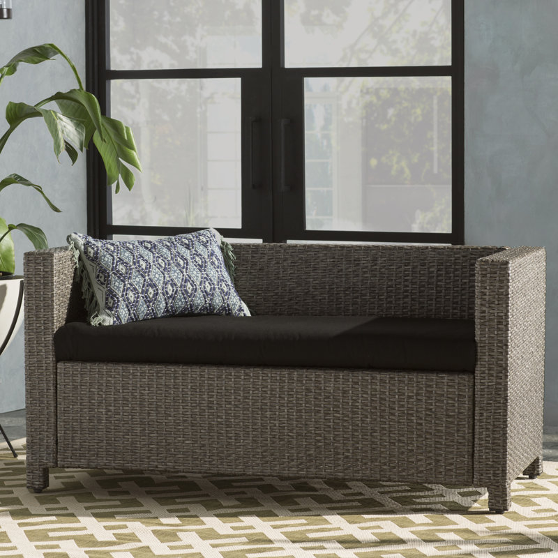 Sunbrella Outdoor Bench Seat Cushion, Canvas Black Sunbrella® Canvas, 2" H x 43" W x 18" D
