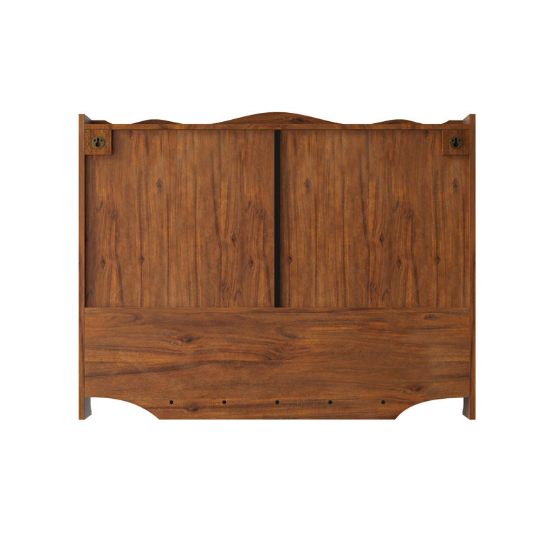 Armoire murale 39,37 po à 4 portes rétro, avec deux niveaux de rangement et un support à crochets ouverts, convient aux salles de bain, cuisines, salles à manger, brun