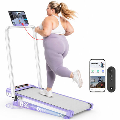 6MPH Walking Pad Treadmill, 350lbs Capacity, APP & Remote Control