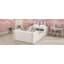 Très grand lit plateforme tapissier, beige