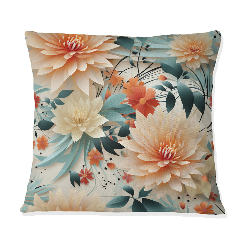 Coussin décoratif en polyester à motif floral pastel Collage III, H 18 po x l 18 po