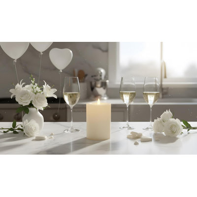 Flameless Pillar Candles Flickering with Remote Timer, Battery Operated LED Candles Up to 400 Hours, 3D Moving Flame Real Wax Candles, D4 x H6, Remote Included (White, 4in)
