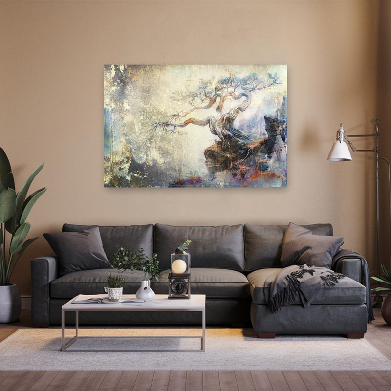 Ancienne falaise, paysage dramatique éthéré, montagne, art mural, 40" H x 60" W