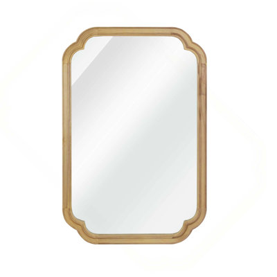 Solid Wood Frame Rounded Corner Decorative Mirror For Bedroom, Bathroom, Living Room, Entryway