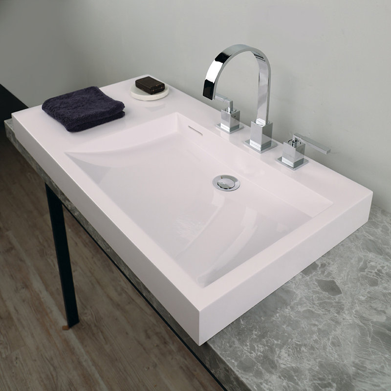 Luce 32'' L Bathroom Sink, Matte White