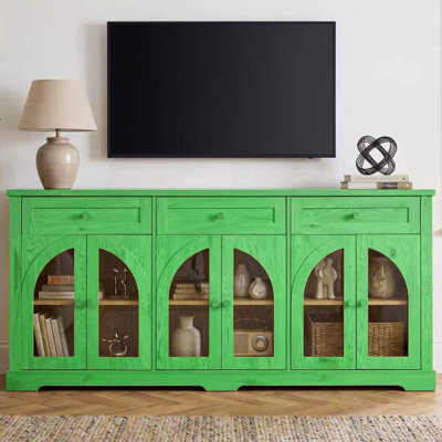 Buffet 68 po avec 3 tiroirs, tablettes réglables