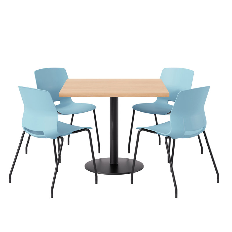Ensemble repas pour 4 personnes à hauteur de bar, Érable, Bleu et noir, H 29 po x L 36 po x l 36 po