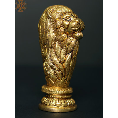  4" Brass Lion Stambh Pillar Figurine - Home/Office Decor Showpiece