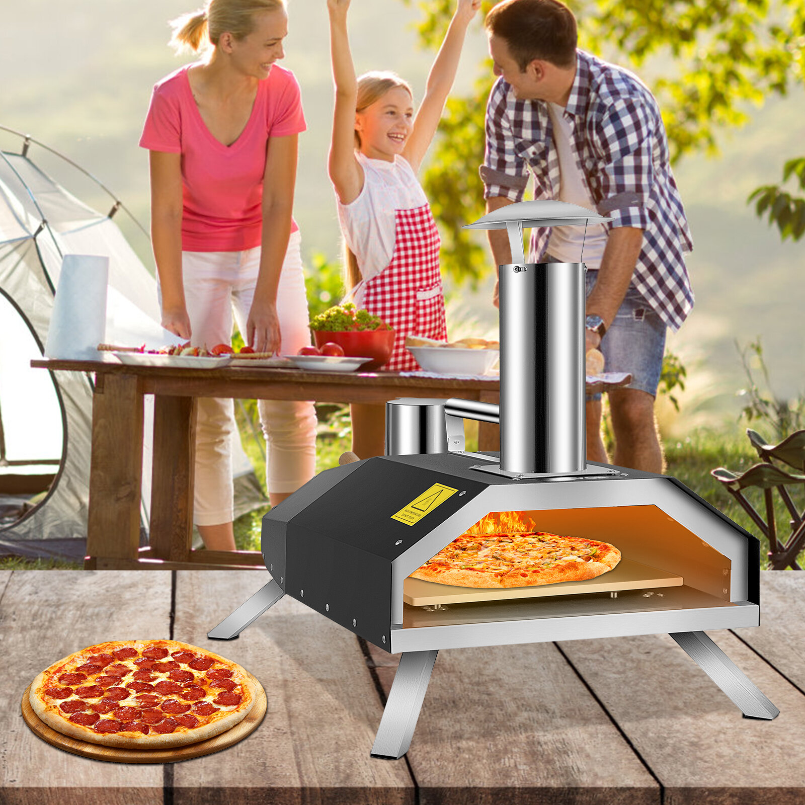 Outdoor Pizza Oven 12, Wood Fired Ovens, Stainless Steel Portable