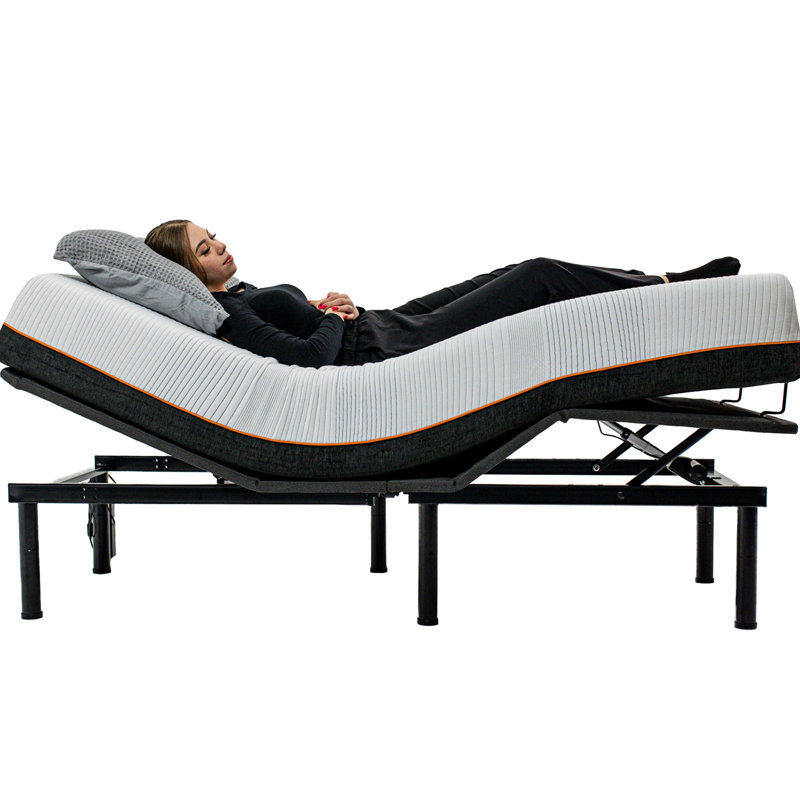 Queen Adjustable Bed - Low-Profile Legs, 5" To 12 Size Base Snore Settings, 12" Height