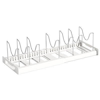 Pot Lid Organizers, Pot and Pan Organizer, Expandable Pots and Pans Organizer with 10 Adjustable Compartment