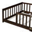 Structure de lit simple avec clôture sans porte, structure en bois d'hévéa avec barrière de sécurité-825349591