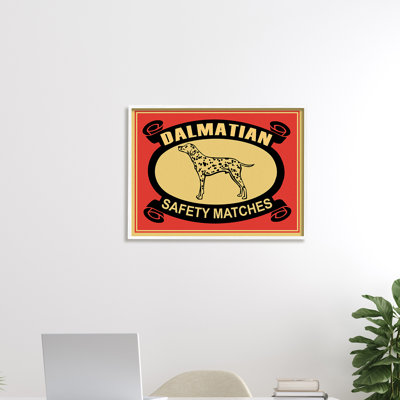 Illustration rétro des Dalmatiens de sécurité rétro rouge jaune