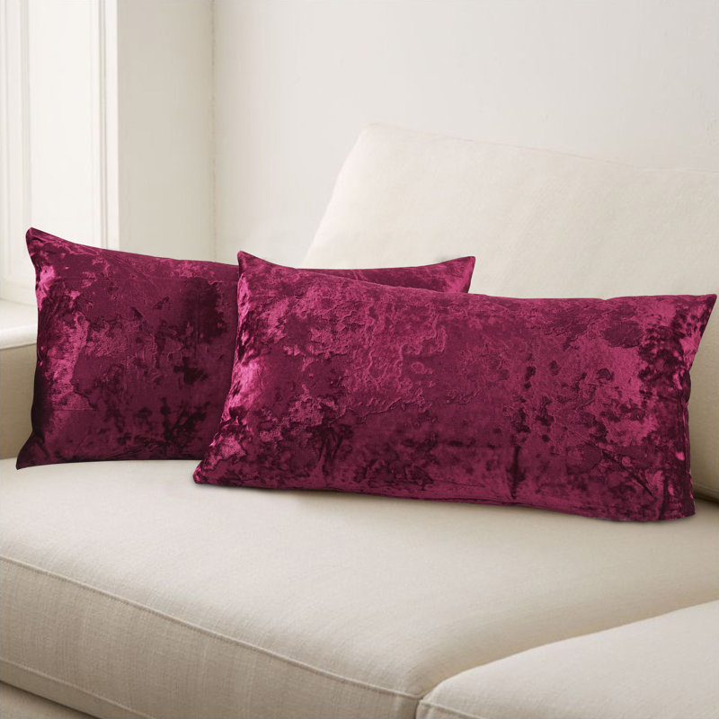 Housse de coussin lombaire en velours froissé, Grenat