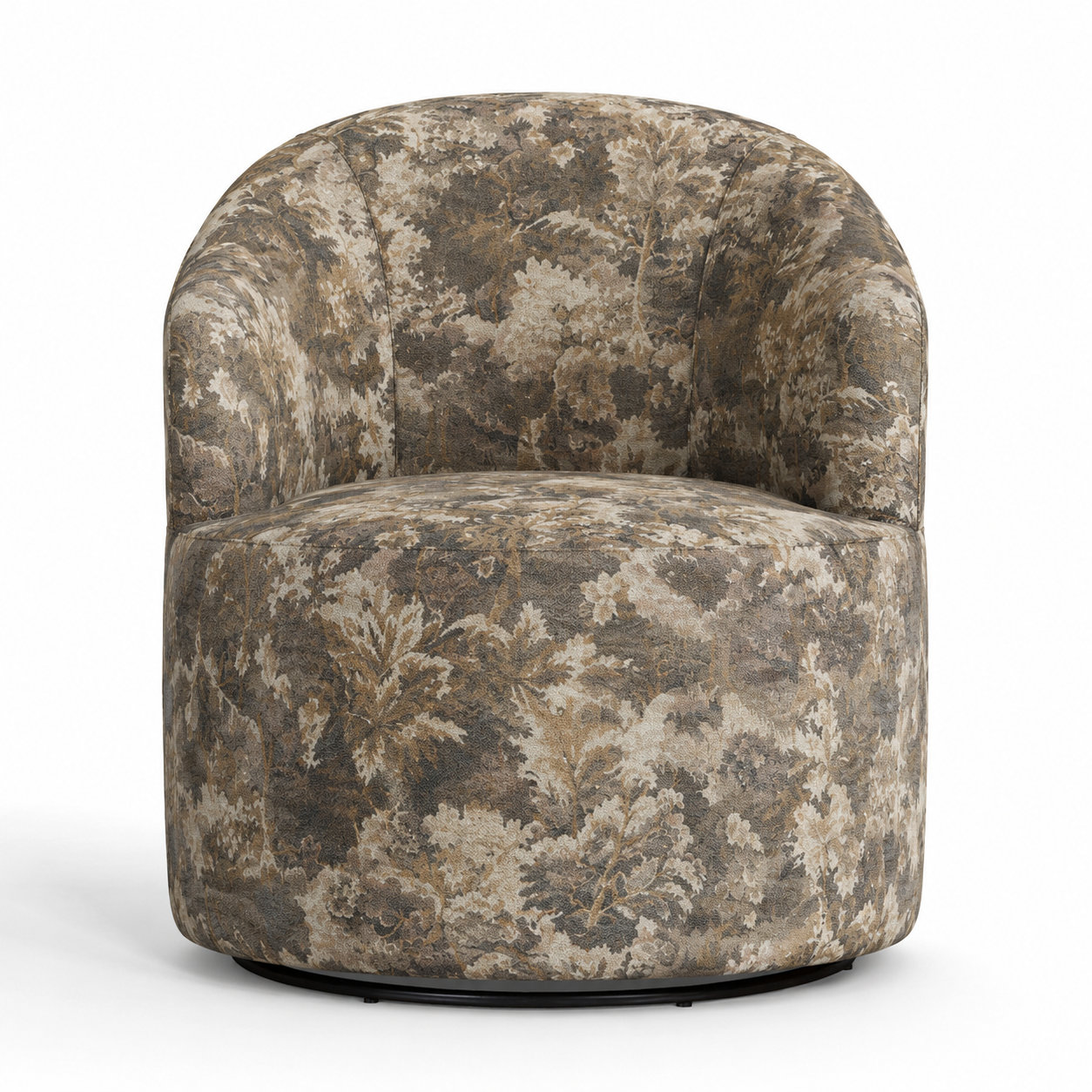 Deryn Cotton Upholstered Swivel Barrel Chair, Annisa Sage Vintage Tapestry