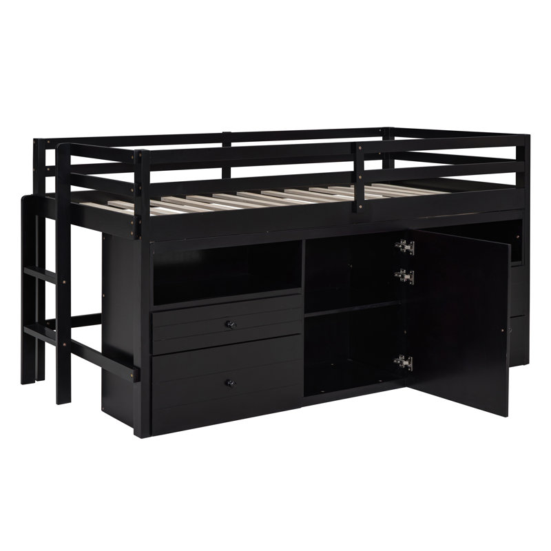 Lit mezzanine simple avec tiroirs Jangro Kids, Noir