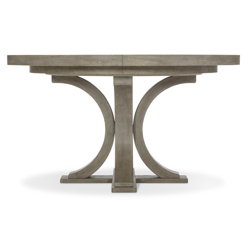Transitional Pewter Finish Extendable Round Wood Dining Table