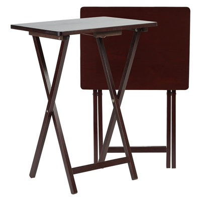 Tables-plateaux pliables en bois PJ avec support de rangement compact
