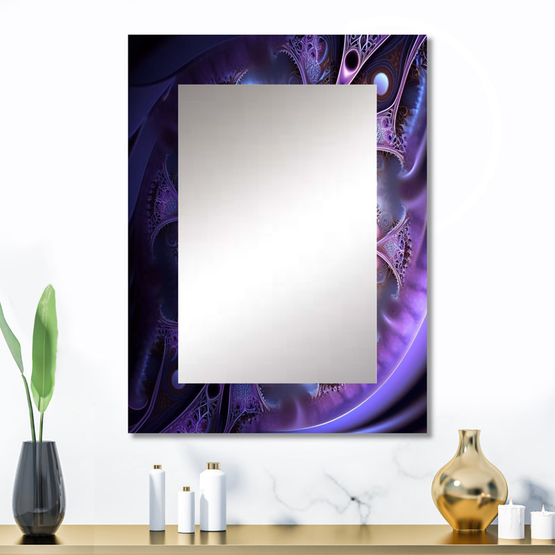 Cosmic Mandala en mauve mystique I - miroir décoratif mandala boho, grand miroir mural traditionnel, impression d'art en métal