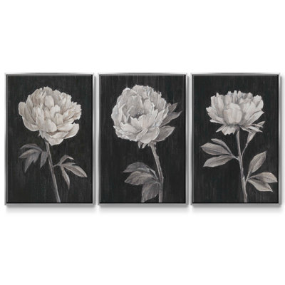 " Black And White Flowers I " 3 - Pieces