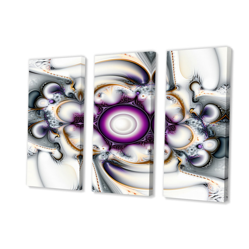 Art mural sur toile fractale, fleur mauve et abstraite - Curissa, H 40 po x l 60 po x P 1 po