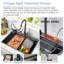 Évier de cuisine en cascade noir 33 po avec robinet escamotable, robinet encastré en acier inoxydable Nano, bol simple en acier inoxydable avec accessoires | Idée de cadeau