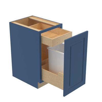 Gallery Express Briar Plywood Assembled 15 in W X 24 in D X 34.5 in H Trash Can Kitchen Cabinet with Single 35 qt. Waste Basket Pull-Out in Navy
