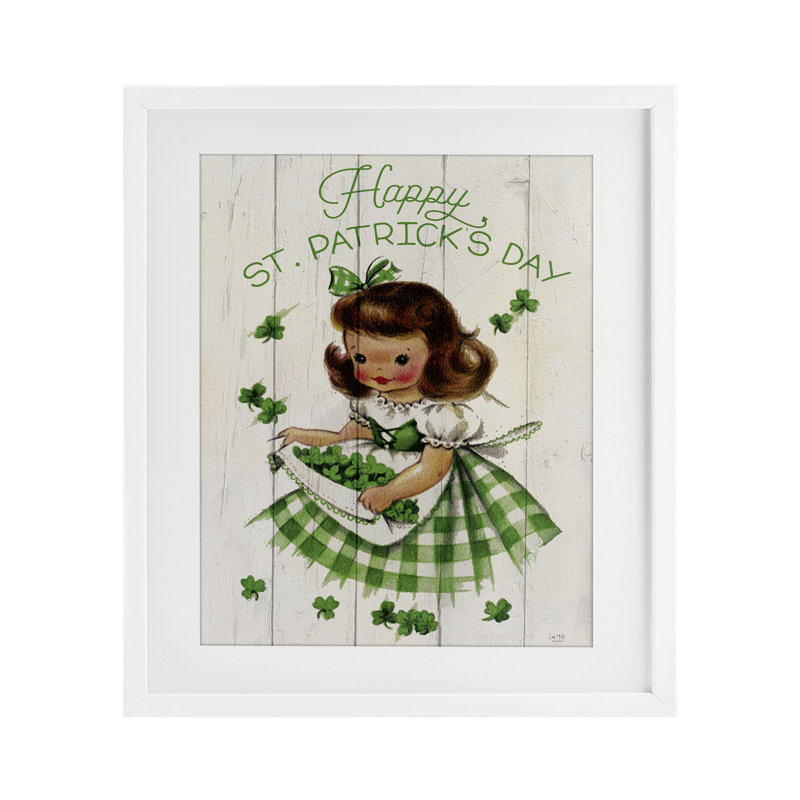 Reproduction sous verre rétro encadrée de la Saint-Patrick par Lux + Me Designs, H 21 po x l 17 po, Cadre blanc côtier