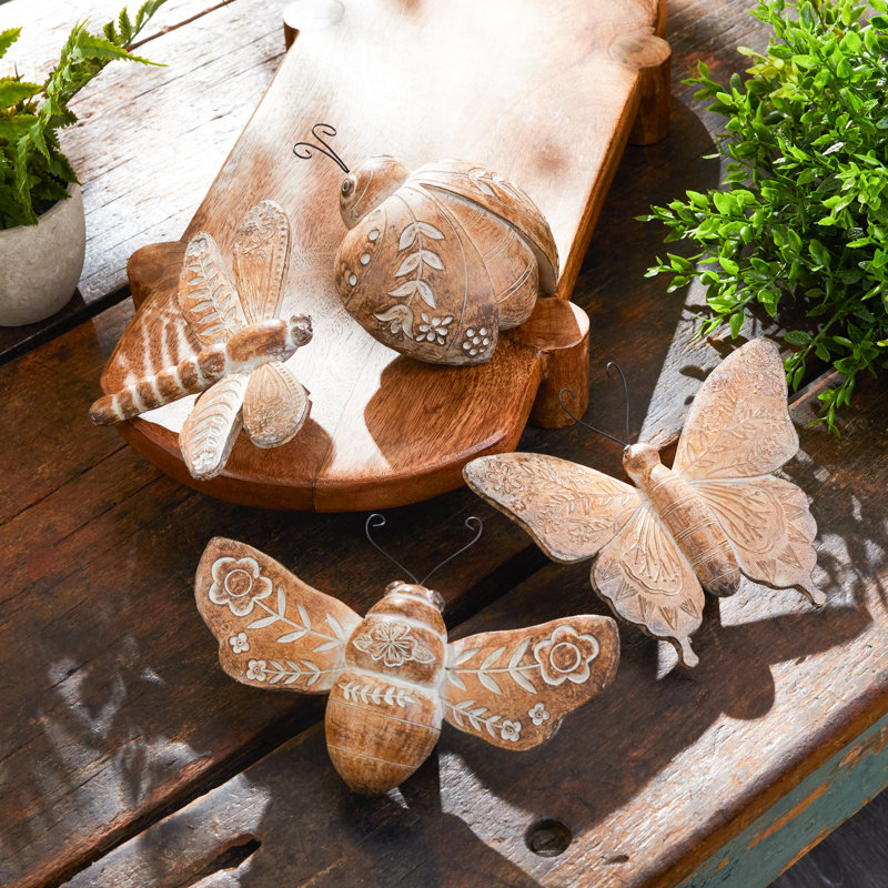 Floral Etched Insect Shelf Sitter