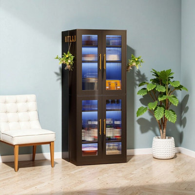 Bibliothèque lumineuse à DEL avec portes en acrylique - 8 tablettes réglables