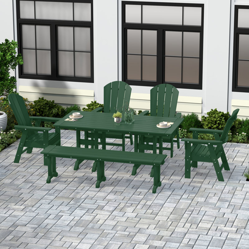 Laguna 6 - Person Patio Dining Set with Rectangular Table, Dark Green