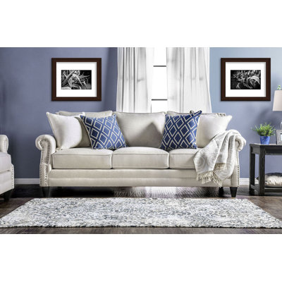 93" W Transitional Sofa, Beige