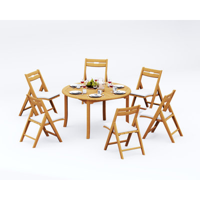 Teak Wood Patio Dining Set with Round Table