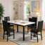 Ensemble de table de salle à manger pour 4 ensembles de cuisine et de salle à manger moderne de 5 pièces, table de cuisine en faux marbre avec 4 chaises en cuir synthétique pour petit espace, coin repas, coin repas, cuisine-363015418-363015416