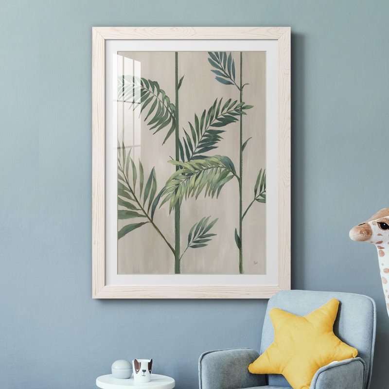 Modern Fronds II - peinture encadrée, Blanc, H 37,5 po x l 27,5 po x P 1,5 po