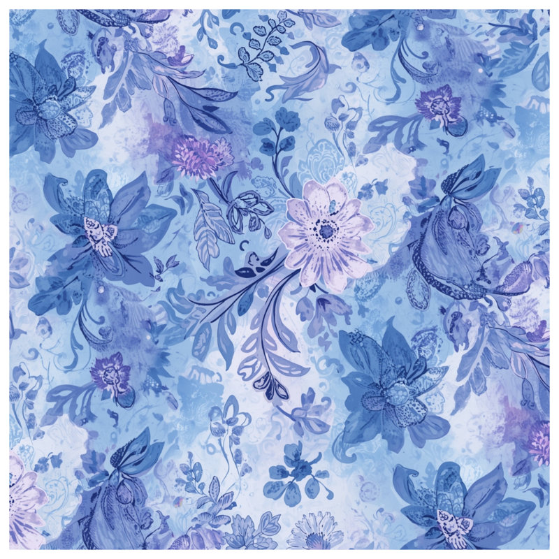 Blue Floral Pattern Comforter, Twin Extra Long