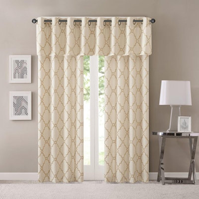 Fretwork Print Grommet Top Window Valance
