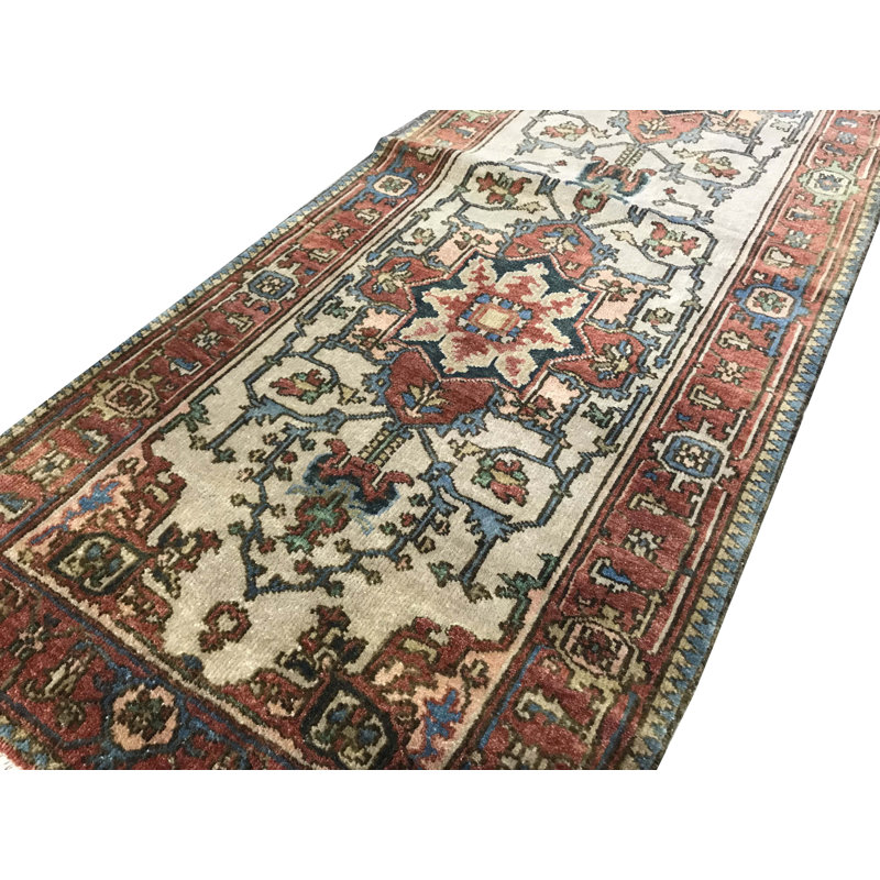 Hand-Knotted High-Quality Ivory and Red Area Rug