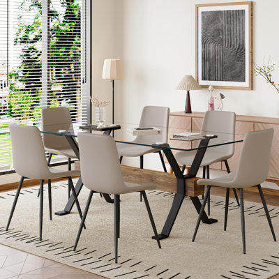 7-Piece Glass Top Dining Table Sets