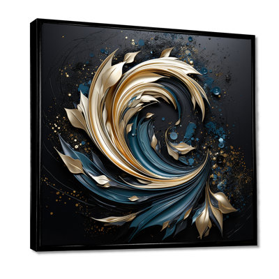 «Teal Spiral Leaves - Botanicals», art mural