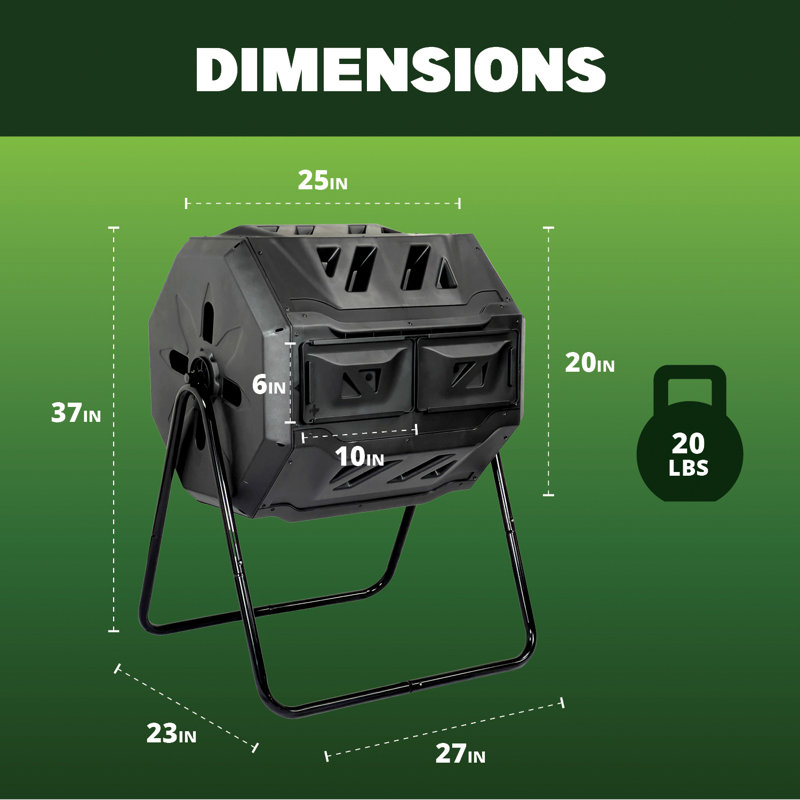 42 gallons (5,65 pieds cubes) Bac à composteur rotatif robuste toutes saisons