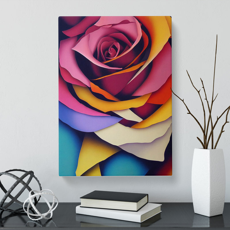 Dauberville Rose Painting In Abstract Vol.2 - Wrapped Canvas Print, 50cm H x 35cm W