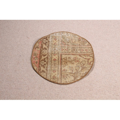 Classic Brown Circular Turkish Rug Perfect for Enhancing Your Kitchen's Warm Ambiance