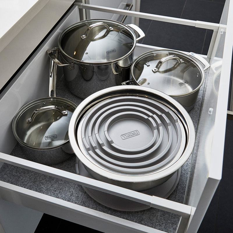 Viking 10 Piece Stainless Steel Mixing Bowl Set with Lids, Gray