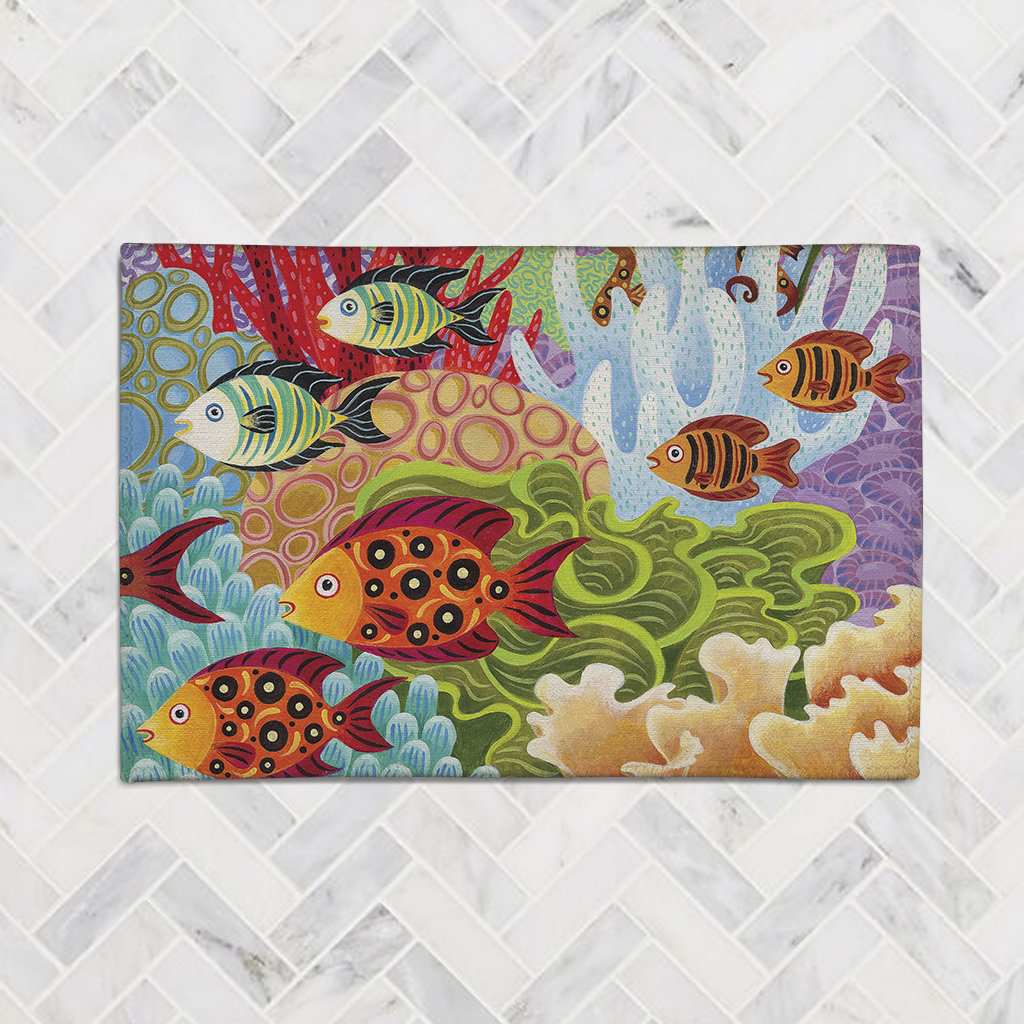 Laural Home Fish In The Hood Fish in the Hood Chenille Rug | Wayfair