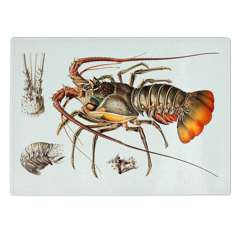 Glass European Lobster by Albert I Chopping Board, 28.5 cm W x 20 cm L