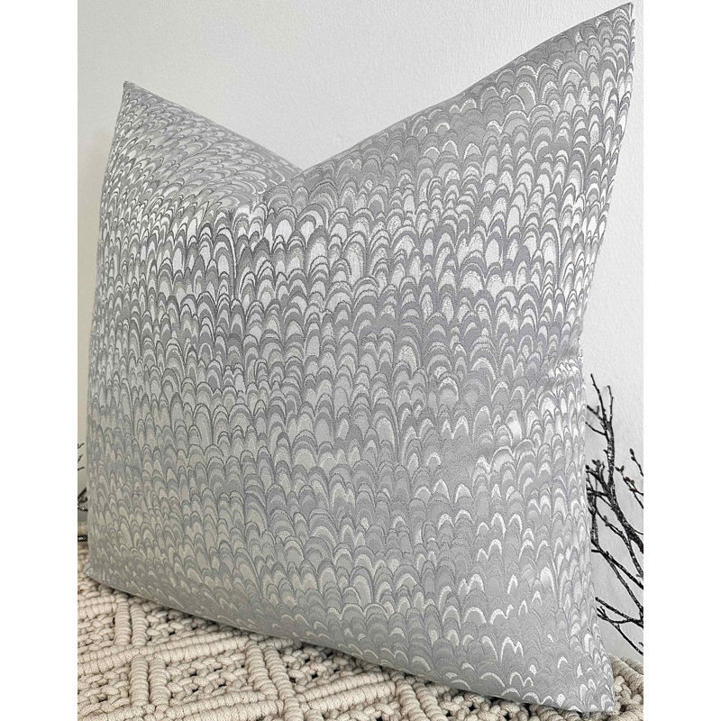 Abstract Square Throw Pillow Cover, Silver