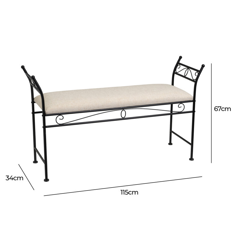 Dedman Linen Upholstered Bench, Black/Beige