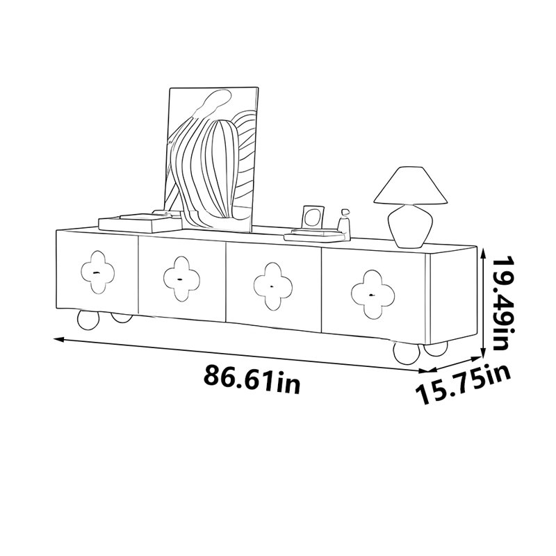 Meuble télé de style nordique avec rangement rétro, 86.61"