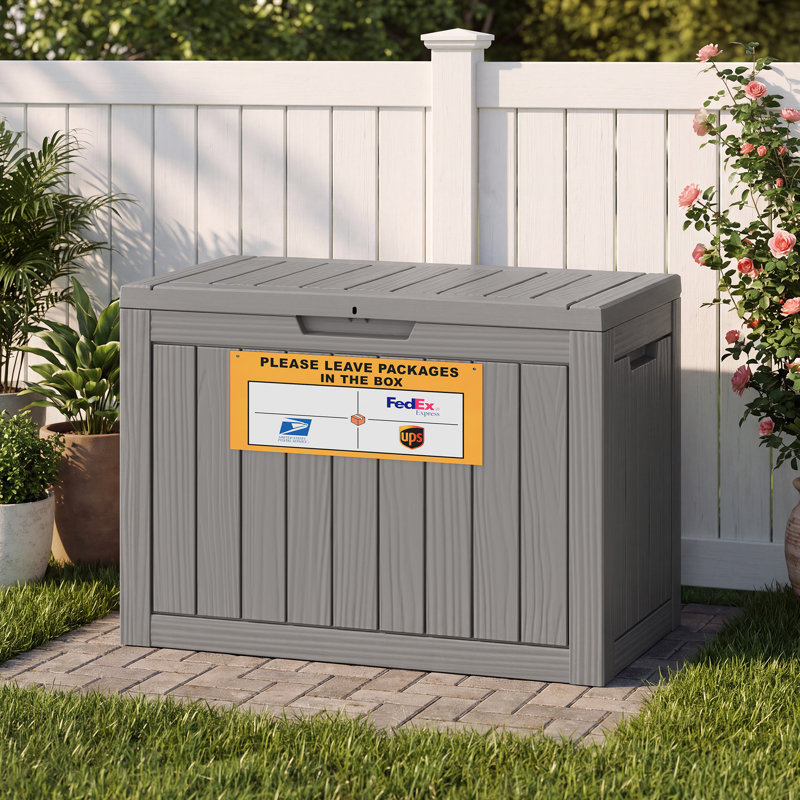 Boîte de livraison verrouillable 50 gallons - Rangement en résine résistant aux intempéries pour porche et patio, Grey